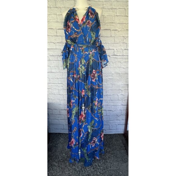 Latiste  Floral Print Maxi Dress Accordion-Pleated  Chiffon Sleeve Size 1X - Picture 3 of 11